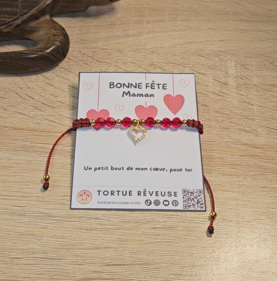 Bracelet Coeur "Bonne Fête Maman"